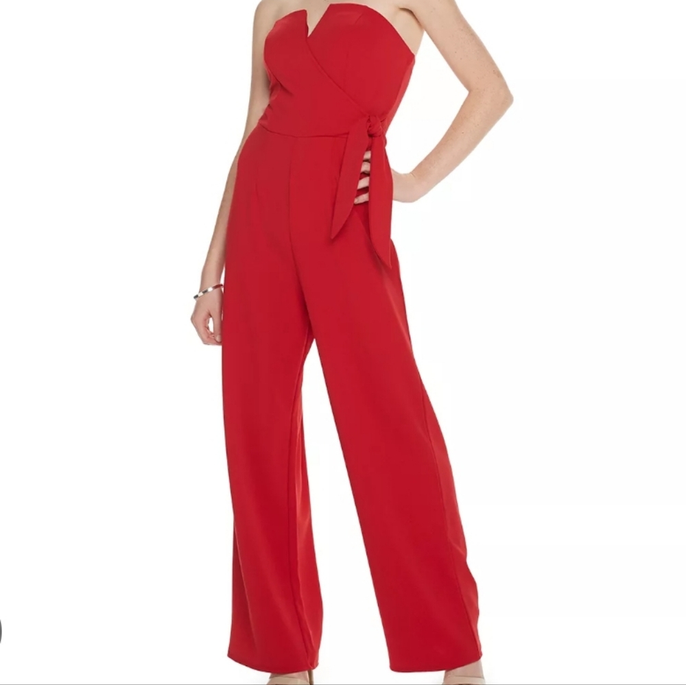 Trixxi Women's Red Strapless Jumpsuit